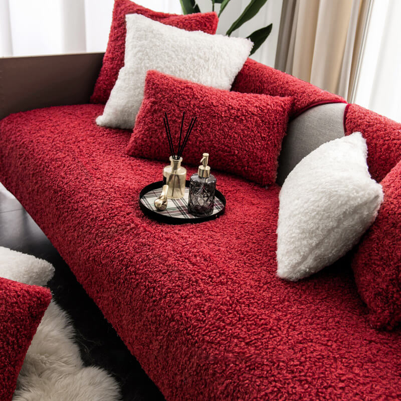 Antislip Bankhoes Teddy Fleece Pluche Beschermhoes Bank Woonkamer Huisdieren Wasbaar Comfortabel Zacht | Sulvida