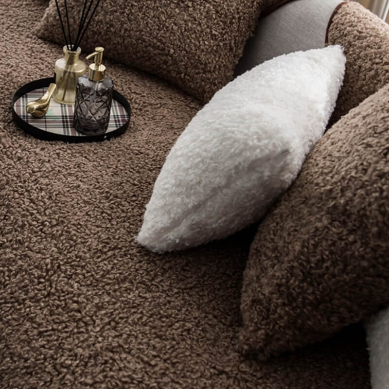 Antislip Bankhoes Teddy Fleece Pluche Beschermhoes Bank Woonkamer Huisdieren Wasbaar Comfortabel Zacht | Sulvida