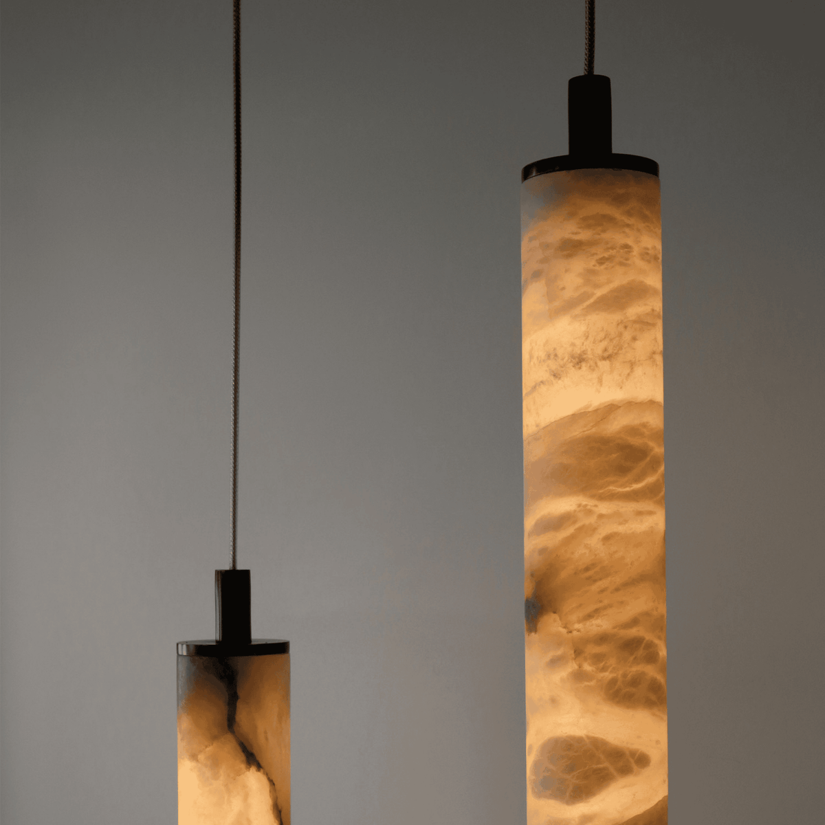 Stein-Zylinderlampe aus Naturstein, Hängelampe, Schwarz, Kaffeefarbe, Esszimmer, Arbeitszimmer, Schlafzimmer, stimmungsvolle Beleuchtung | Sulvida
