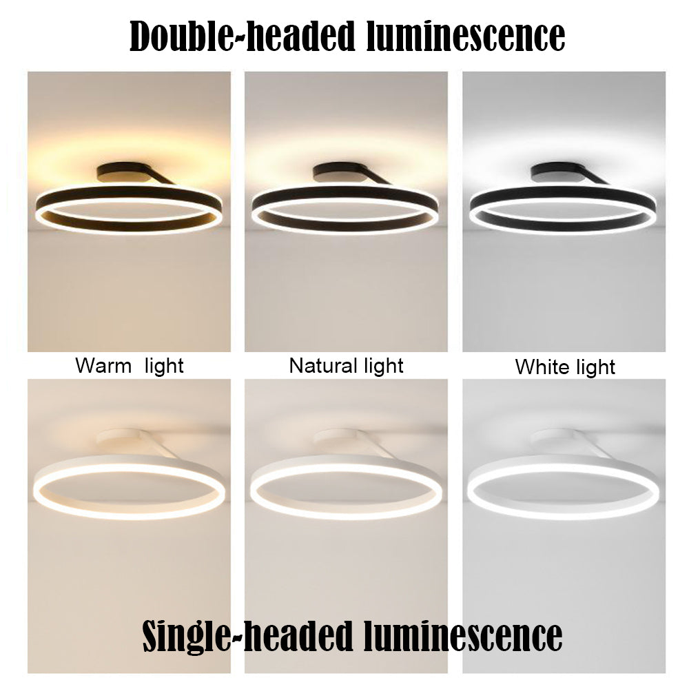 Minimalistische Plafondlamp LED Ronde Ringen Dimbaar Metaal Acryl Zwart Wit voor Slaapkamer Gang Eetkamer | Sulvida