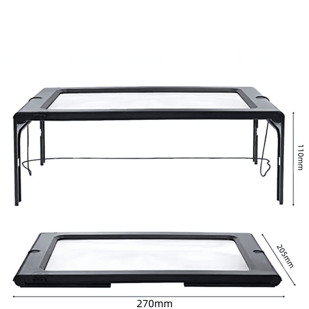 Loupe de table pliable avec éclairage pour lire les mains libres, grossissement 3x, éclairage LED, loisirs créatifs et documents | Sulvida