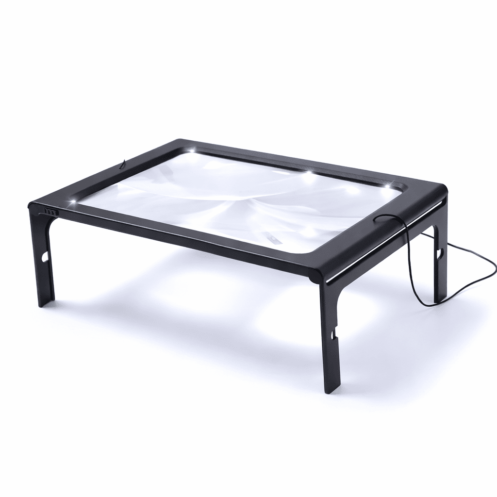 Loupe de table pliable avec éclairage pour lire les mains libres, grossissement 3x, éclairage LED, loisirs créatifs et documents | Sulvida