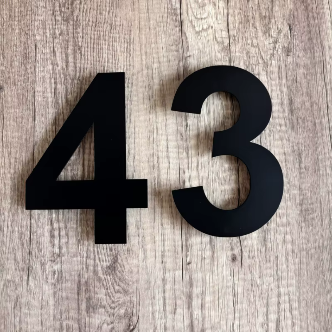 3D Huisnummer Zwevend Design Antraciet Metaal Weerbestendig Gevel Modern Elegant Housenumber Buiten Deur | Sulvida