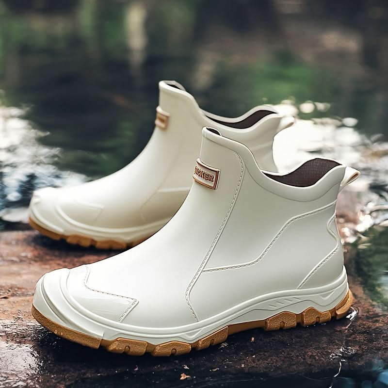 Waterdichte PVC Laarzen Antislip Outdoor Herfst Winter Werkschoeisel Regenlaarzen Dames Heren Zwart Beige | Sulvida