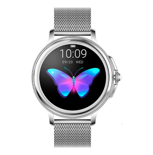 Montre connectée pour femme avec moniteur de fréquence cardiaque, suivi du sommeil, or rose, argent, métal, écran, suivi d’activité physique | Sulvida