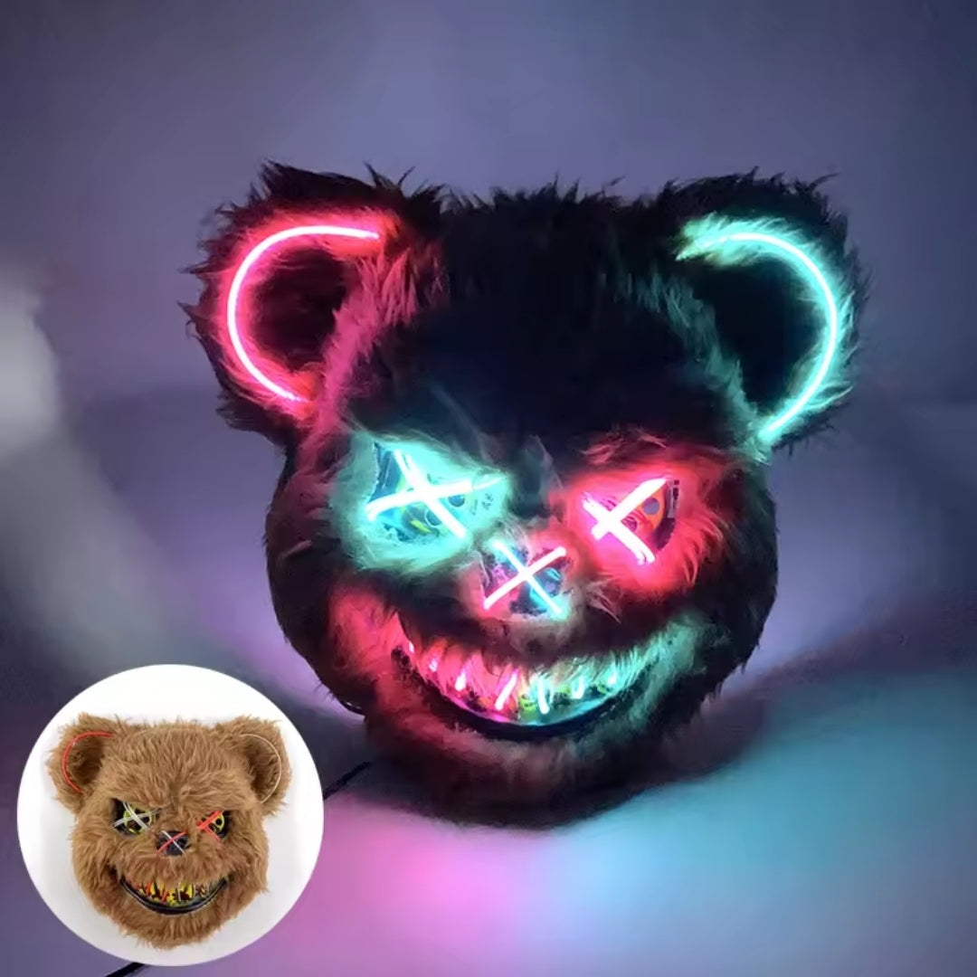 LED Gezichtsmasker Halloween Konijn Beer Lichtgevend Volledig Gezicht Griezelig Kostuum Party Accessoire | Sulvida