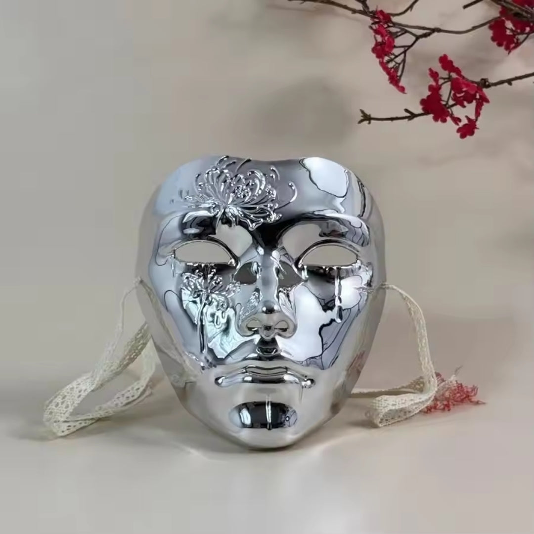 Volledige Gezichtsmasker Traditioneel Chinees Cosplay Horror Carnaval Themafeest Kostuum Zilver Zwart Beige | Sulvida