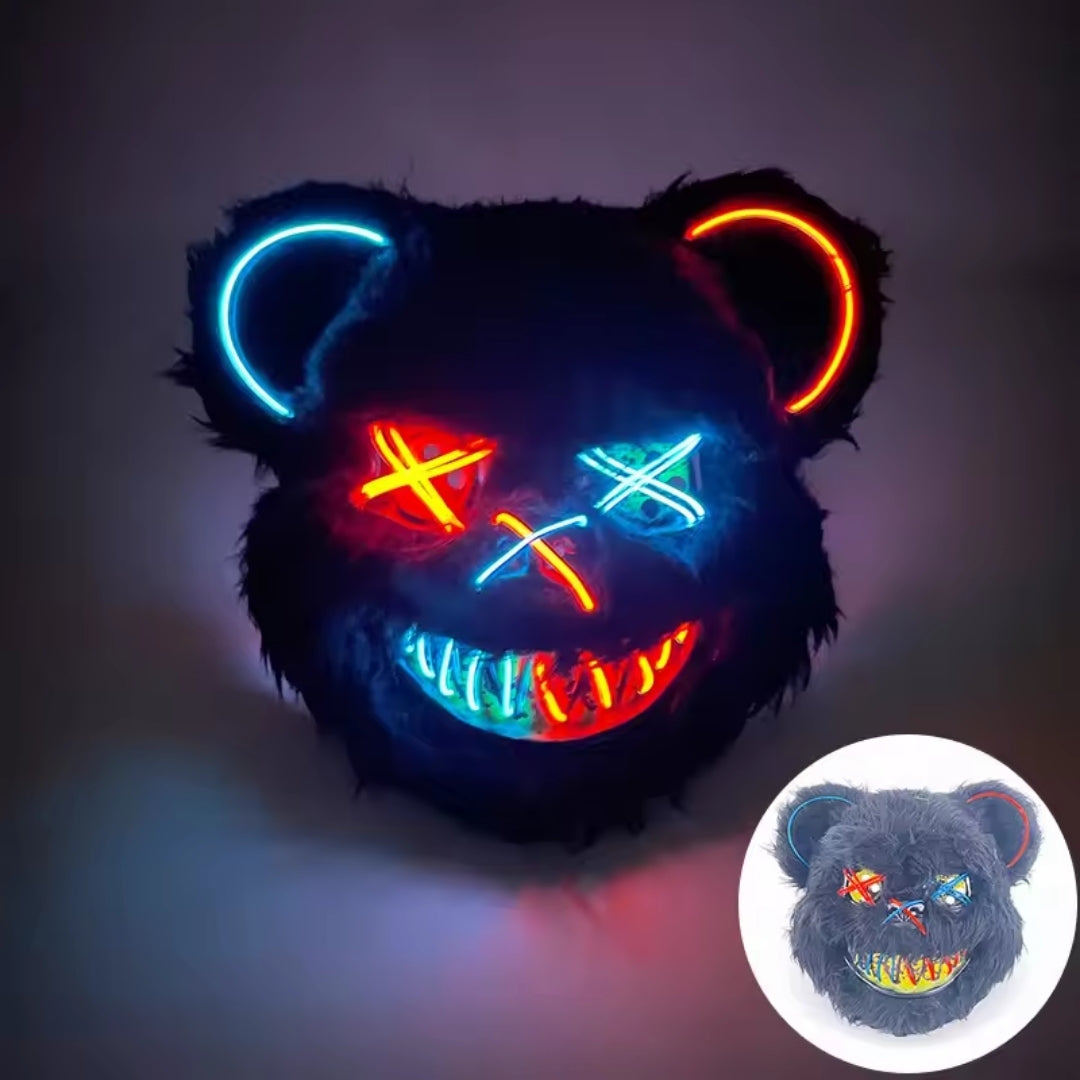 LED Gezichtsmasker Halloween Konijn Beer Lichtgevend Volledig Gezicht Griezelig Kostuum Party Accessoire | Sulvida