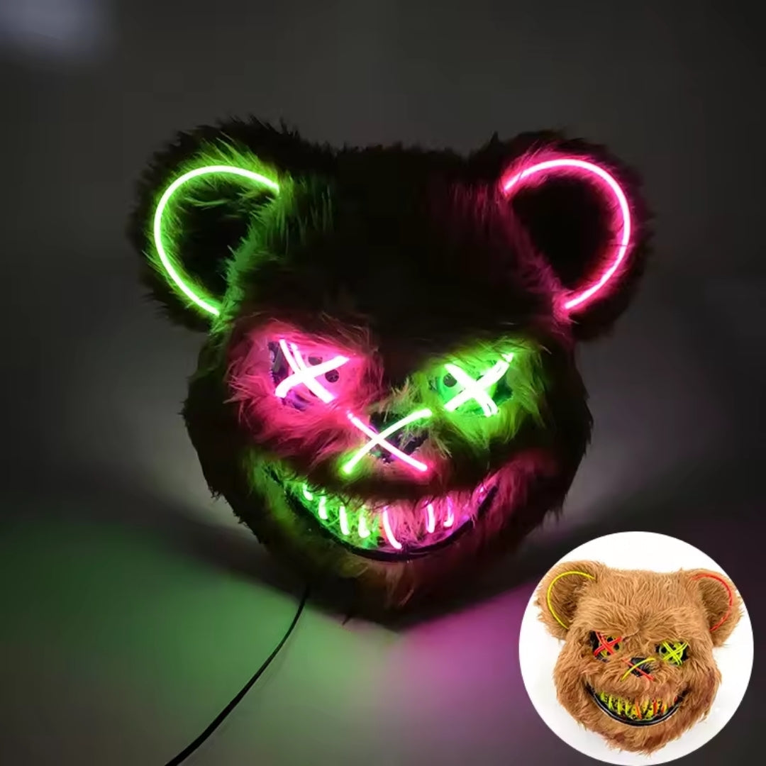 LED Gezichtsmasker Halloween Konijn Beer Lichtgevend Volledig Gezicht Griezelig Kostuum Party Accessoire | Sulvida