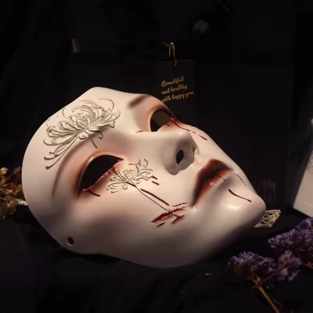 Volledige Gezichtsmasker Traditioneel Chinees Cosplay Horror Carnaval Themafeest Kostuum Zilver Zwart Beige | Sulvida