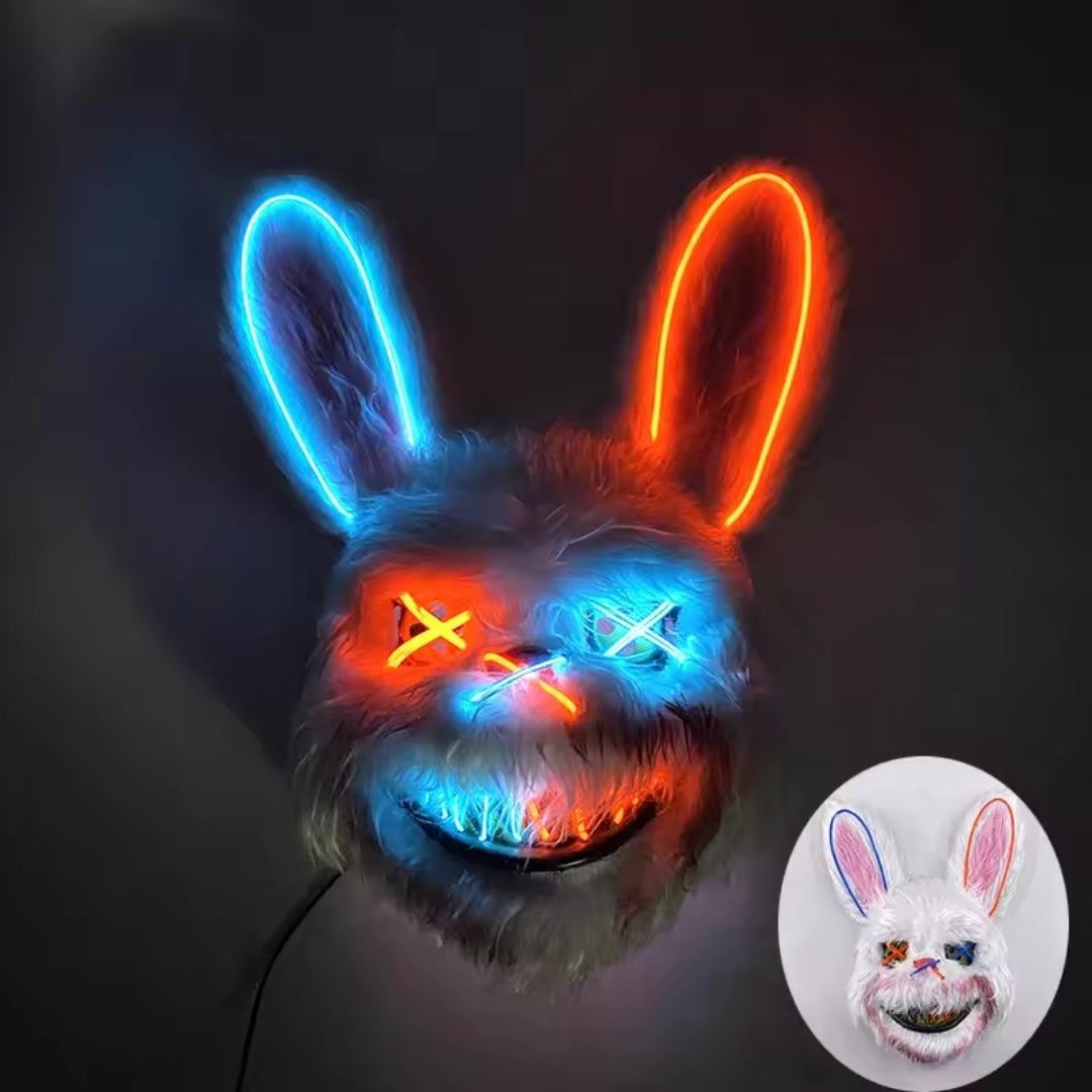 LED Gezichtsmasker Halloween Konijn Beer Lichtgevend Volledig Gezicht Griezelig Kostuum Party Accessoire | Sulvida