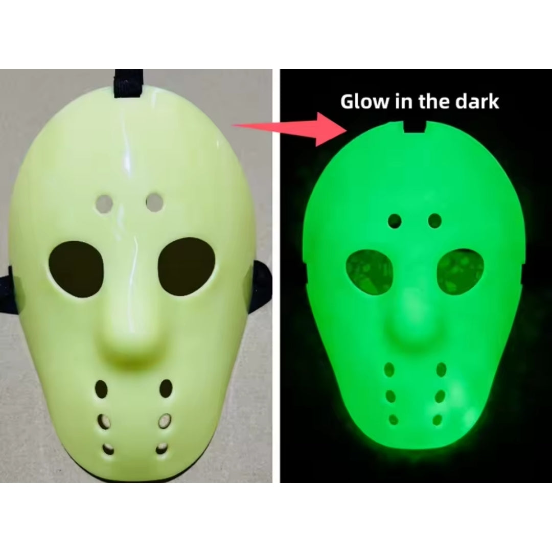 Hockeymasker Horrorstijl Kunststof Wit Zwart Glow Halloween Cosplay Feestmomenten Verkleedaccessoire | Sulvida