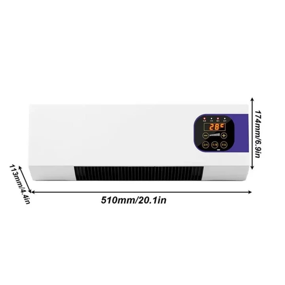 Wandventilator met Keramische Verwarming 2000W Afstandsbediening Timer Klimaatbeheersing voor Woonkamer | Sulvida
