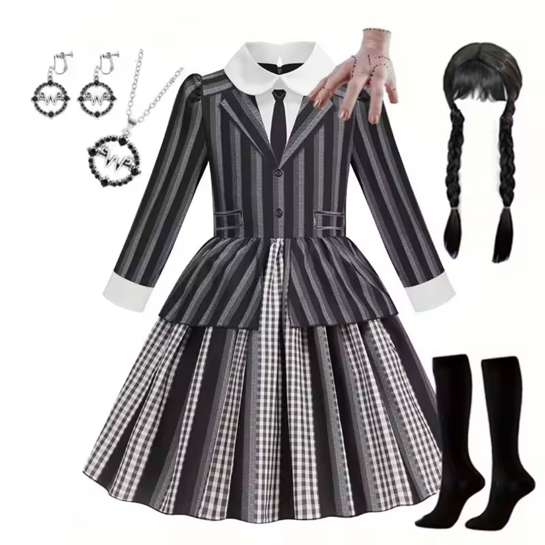 Gothic Verkleedoutfit Meisjes met Pruik Accessoires Set Halloween Cosplay Themafeesten Carnaval Kostuum | Sulvida