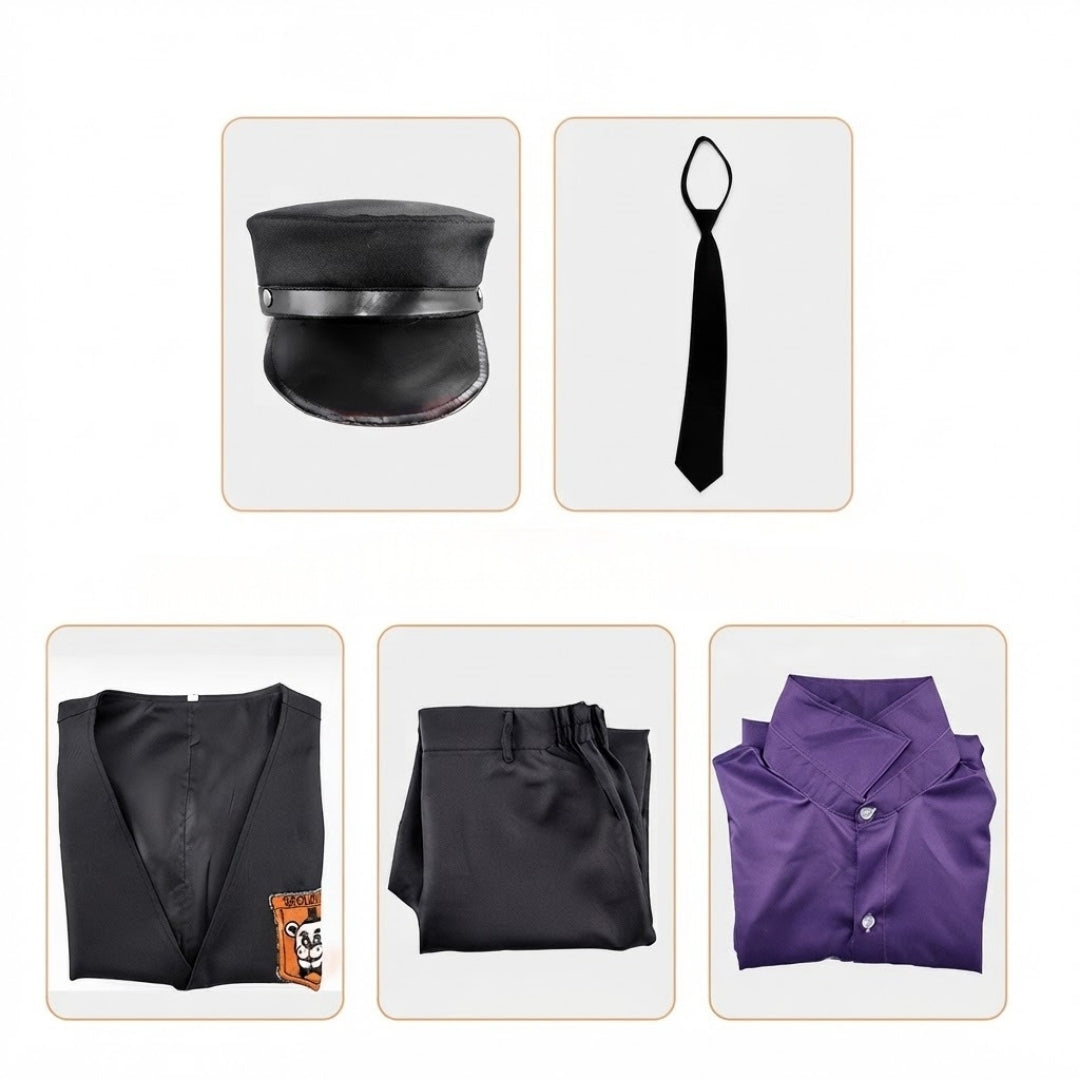 Cosplay-outfit Gamepersonage Paars Kostuum Dames 6-delig Set met Stropdas Hoed Overhemd Halloween Verkleedkleding | Sulvida