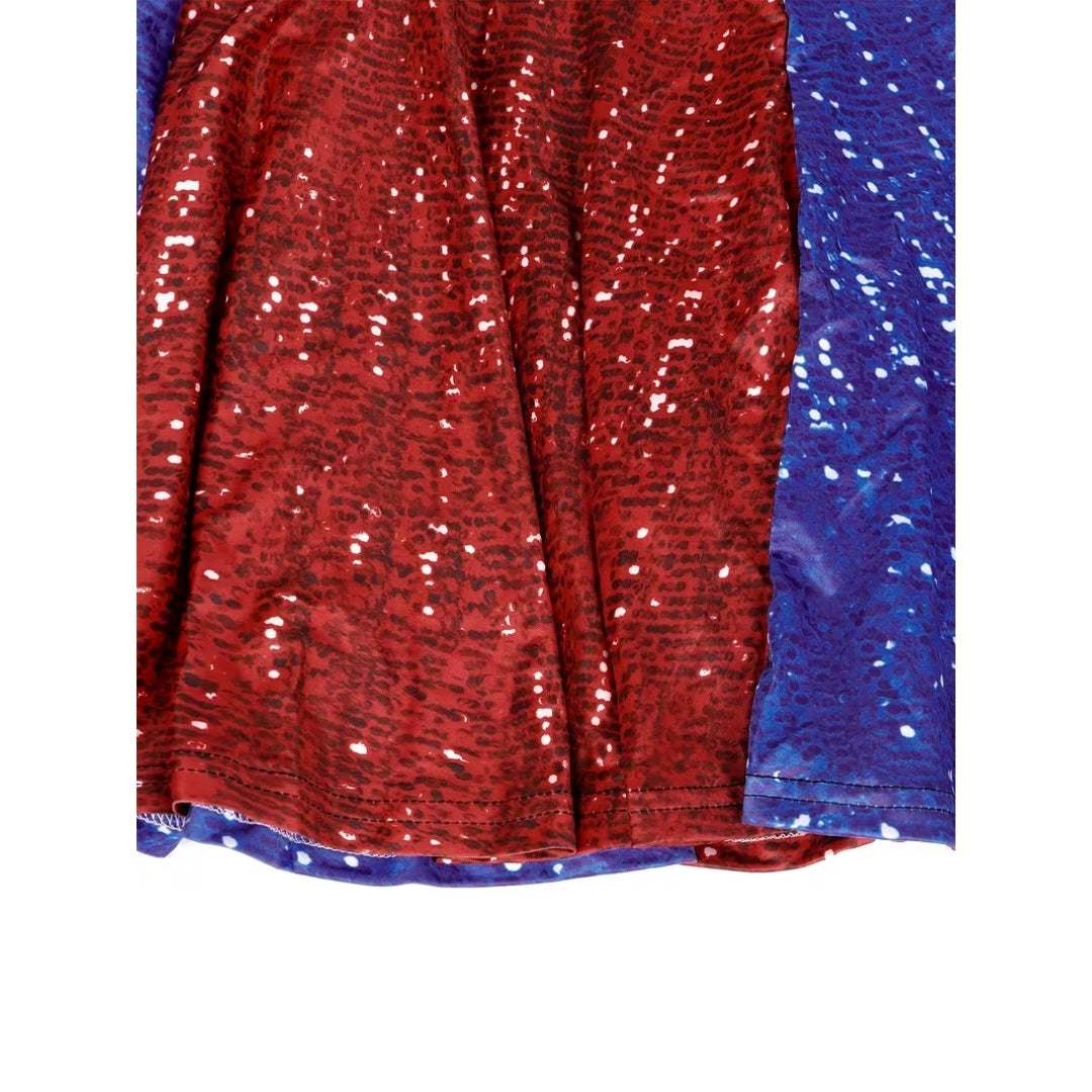 Geplooide Cosplayrok Tweekleurig Blauw Rood Elastisch Polyester Halloween Carnaval Verkleedkleding Feest | Sulvida