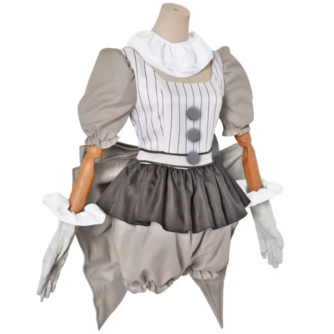 Horrorclown Verkleedpak Dames Tweedelig Halloween Carnaval Cosplay Theater Feest Griezelig Kostuum Set | Sulvida