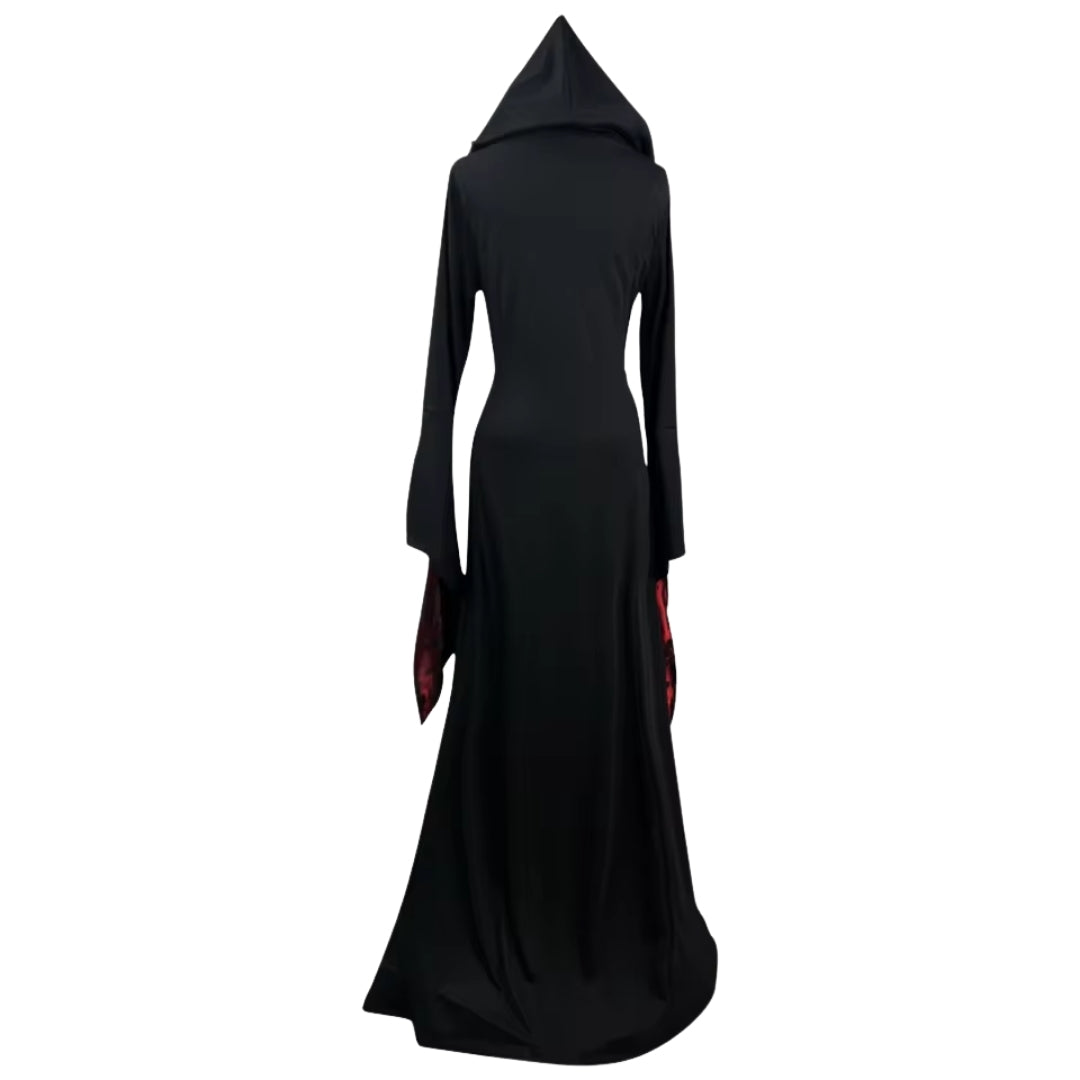 Gothic Vampierjurk met Cape Zwart Rood Verkleedkostuum Middeleeuws Horror Themafeest Halloween Carnaval | Sulvida