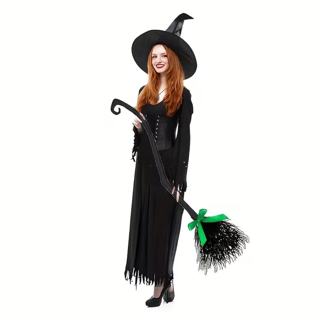 Decoratieve Heksenbezem met Strik 130cm Halloween Kostuum Accessoire Cosplay Feesten Fotoshoot Decoratie | Sulvida