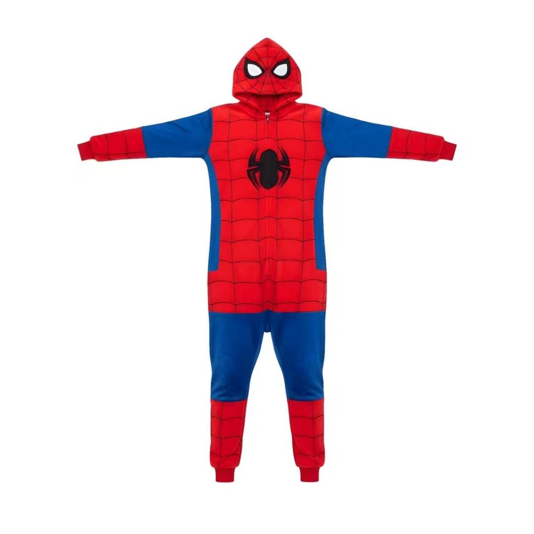 Superheld Onesie met Capuchon Rood Volwassenen Pluche Jumpsuit Cosplay Halloween Feestkleding Kostuum | Sulvida