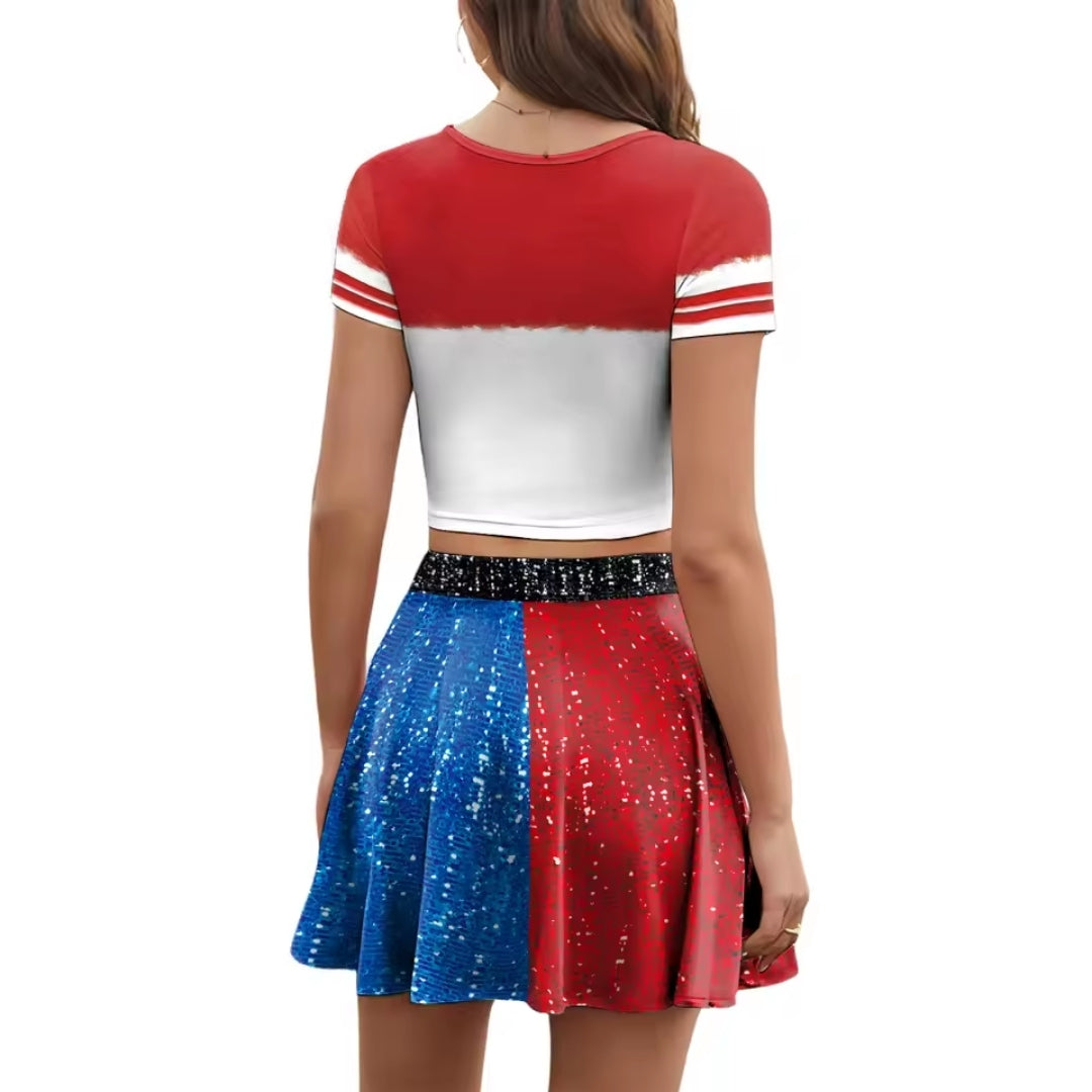 Tweedelig Clown Verkleedkostuum Dames met 3D Print Elastisch Polyester Top en Rok voor Carnaval Cosplay | Sulvida