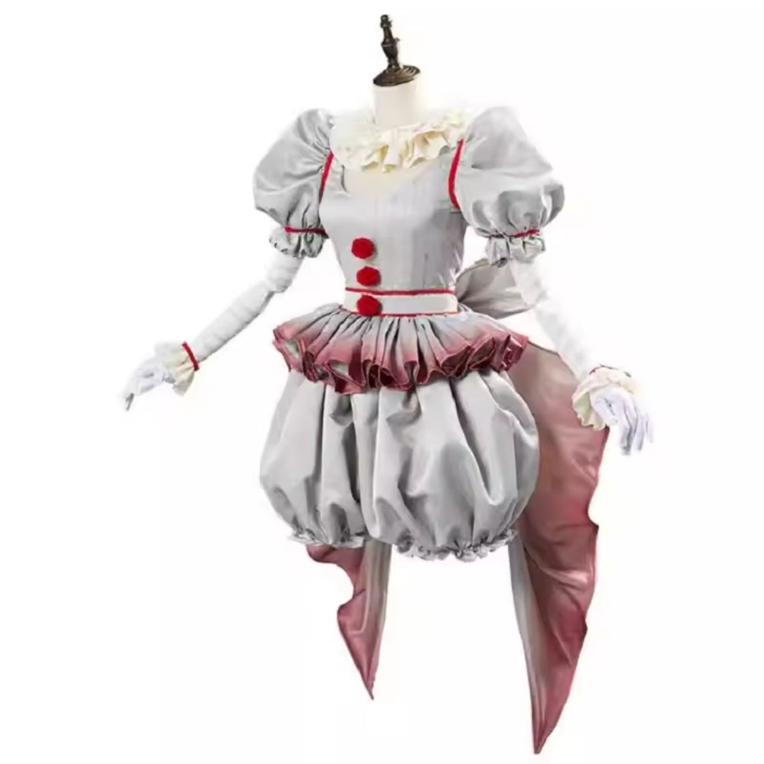 Horrorclown Verkleedpak Dames Tweedelig Halloween Carnaval Cosplay Theater Feest Griezelig Kostuum Set | Sulvida
