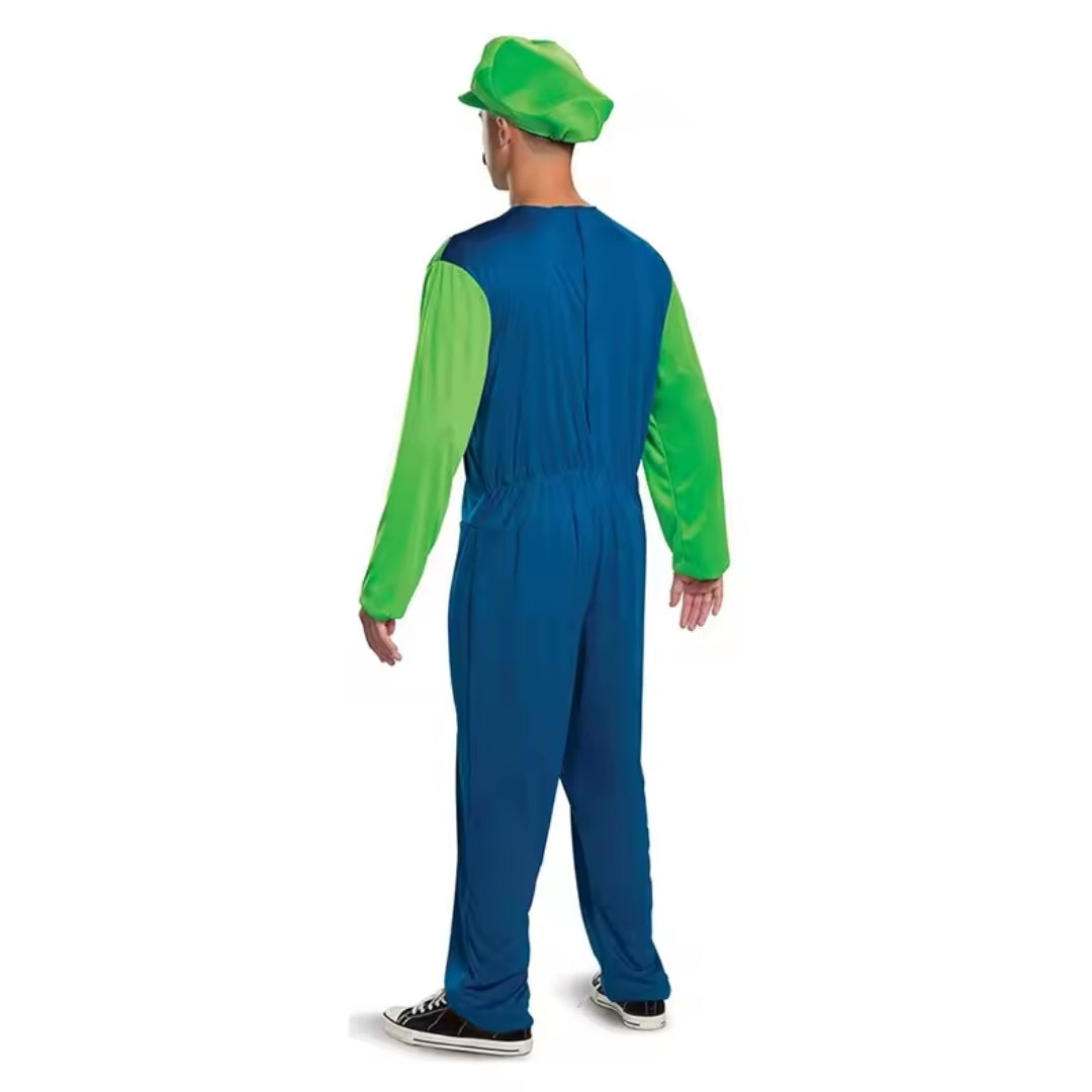 Loodgietersbroer Cosplay Kostuum Volwassen Uniseks Halloween Feest Jumpsuit met Hoed en Snor Carnaval | Sulvida