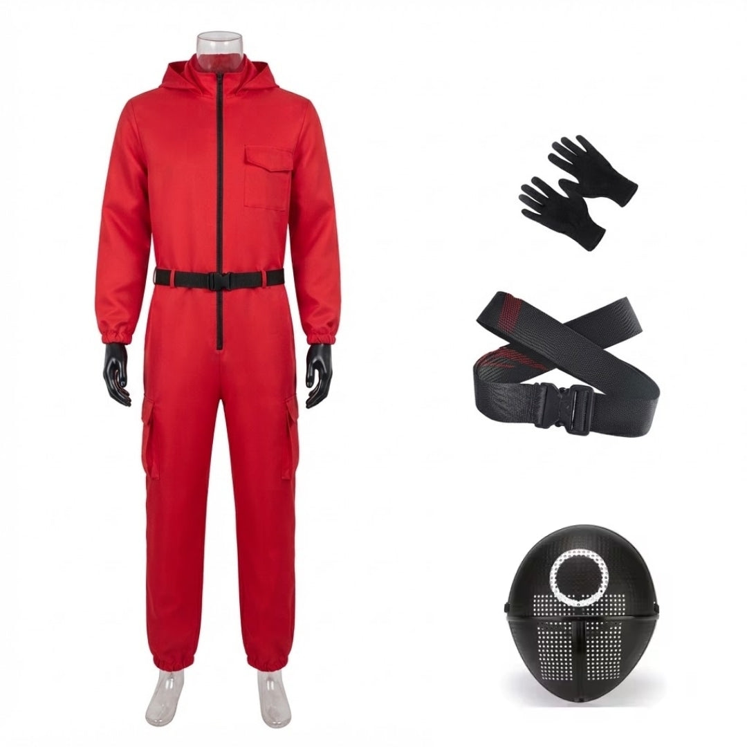 Cosplay Jumpsuit Bewaker met Masker Unisex Polyester Kostuum voor Halloween Feesten en Verkleedpartijen | Sulvida