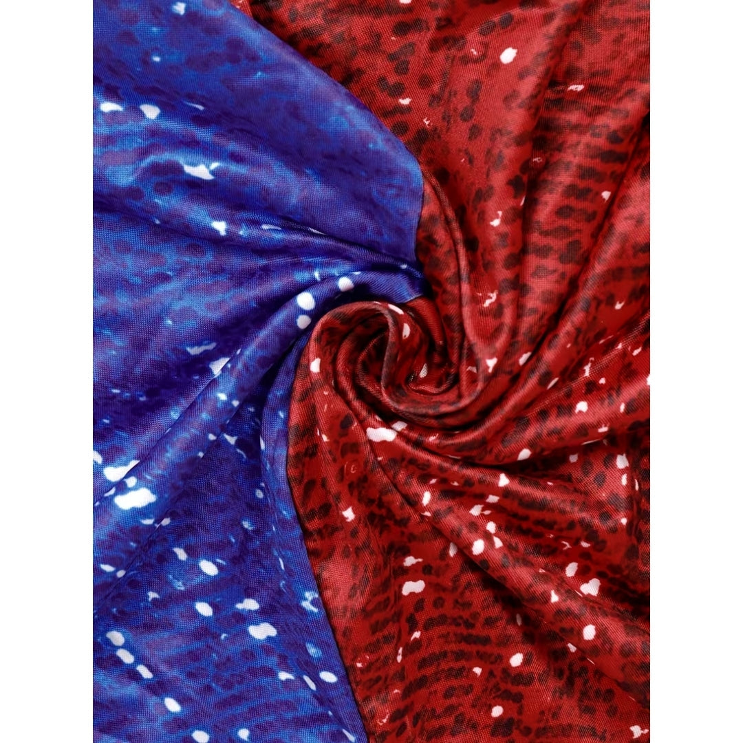 Geplooide Cosplayrok Tweekleurig Blauw Rood Elastisch Polyester Halloween Carnaval Verkleedkleding Feest | Sulvida