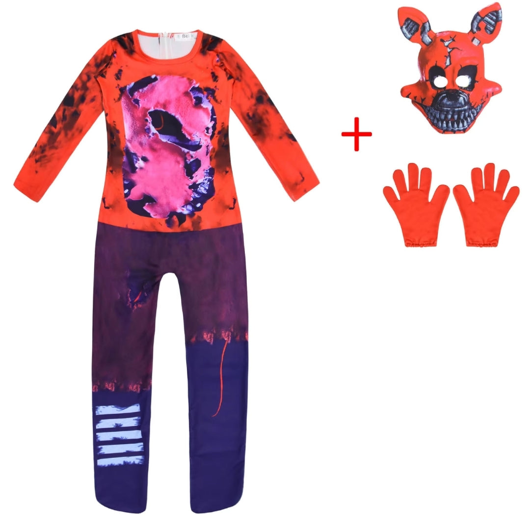 Horrorverhaal Verkleedoutfit Kind met Masker Jumpsuit Handschoenen Feest Halloween Cosplay Gameliefhebber | Sulvida
