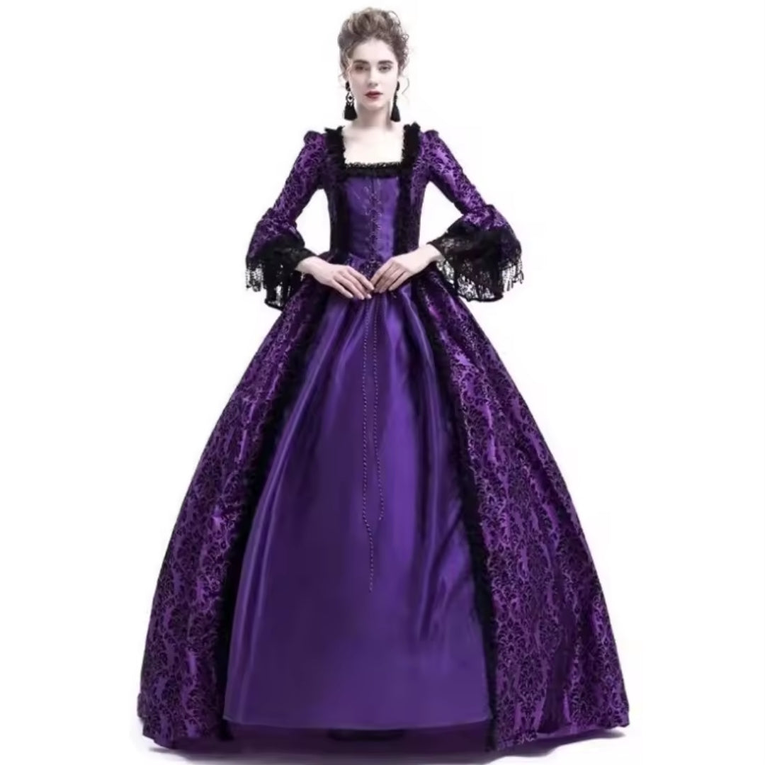 Historische Hoffeestjurk Kant Lang Wijde Mouwen Gothic Verkleedoutfit Cosplay Themafeest Renaissance Zwart | Sulvida