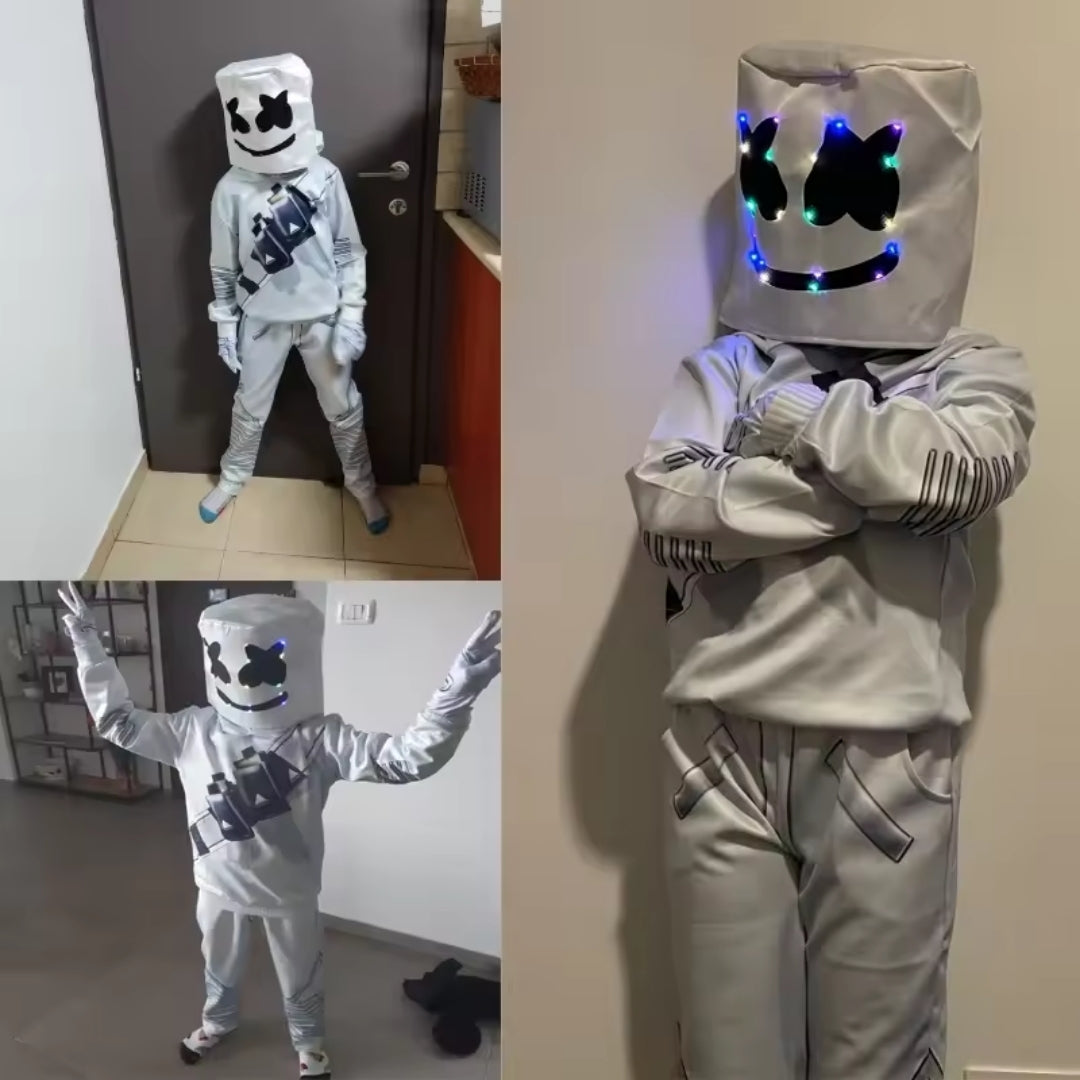 Verlicht LED Kostuum voor Kinderen met Masker Hoodie Broek Handschoenen Polyester Game Carnaval Feest | Sulvida