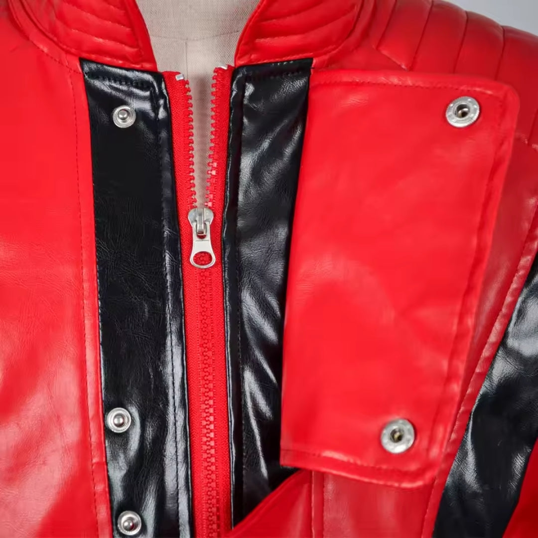Performance Jas Muziek Cosplay Rood Wit Polyester Lederlook Halloween Feest Podium Volwassenen Kinderen | Sulvida