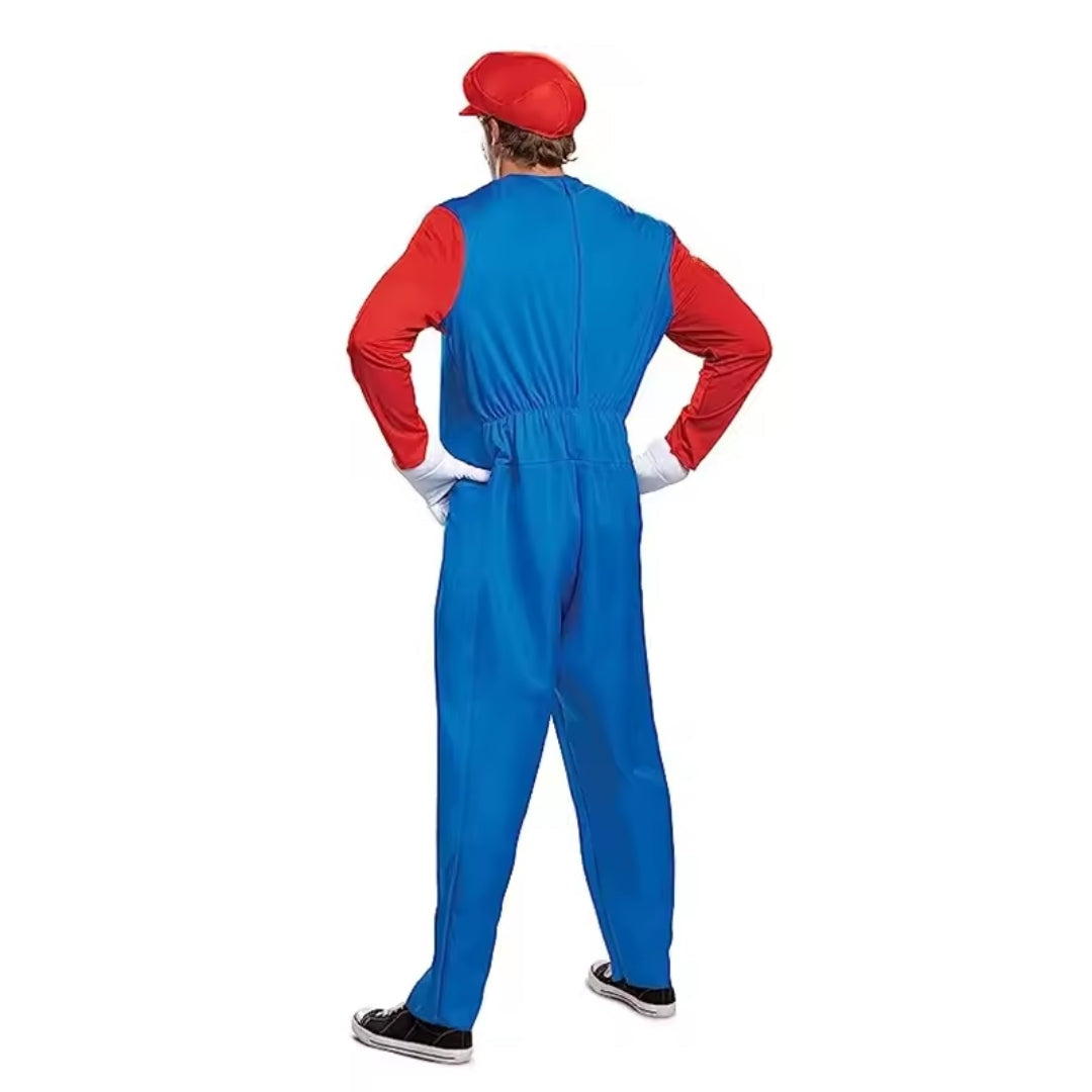 Loodgietersbroer Cosplay Kostuum Volwassen Uniseks Halloween Feest Jumpsuit met Hoed en Snor Carnaval | Sulvida