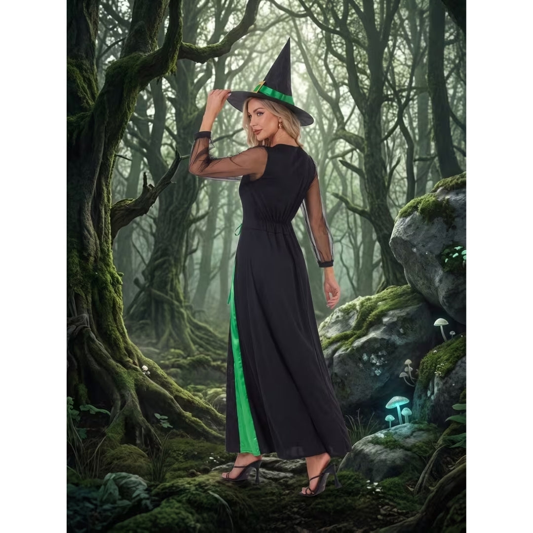 Middeleeuwse Heksenjurk met Punthoed Dames Verkleedkostuum Fantasy Carnaval Cosplay Halloween Feest Outfit | Sulvida