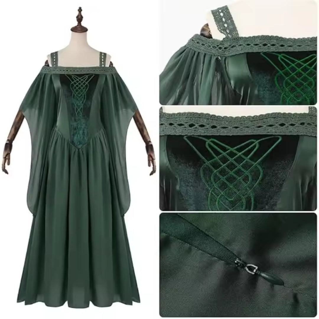 Middeleeuwse fantasyjurk voor dames off-shoulder lange rok elegante outfit kostuum voor themafeesten | Sulvida