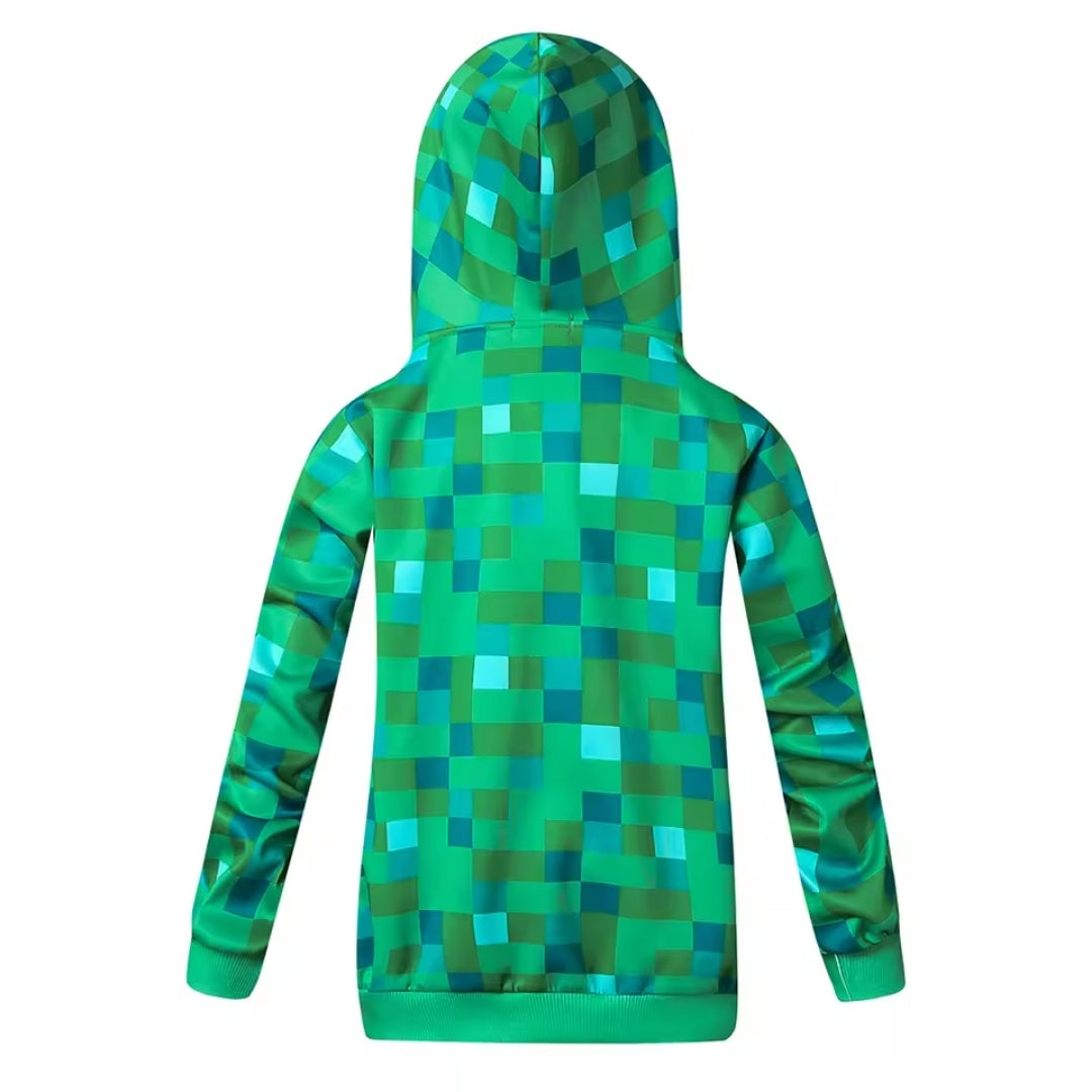 Pixelmonster Verkleedkostuum met Capuchon voor Kinderen Halloween Carnaval Feest Complete Outfit Set | Sulvida