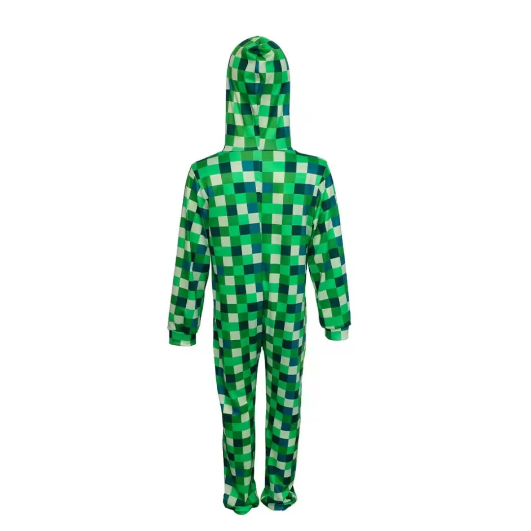 Pixel Jumpsuit met Capuchon voor Kinderen – Cosplay Kostuum Game Karakter Verkleedkleding Party Outfit | Sulvida