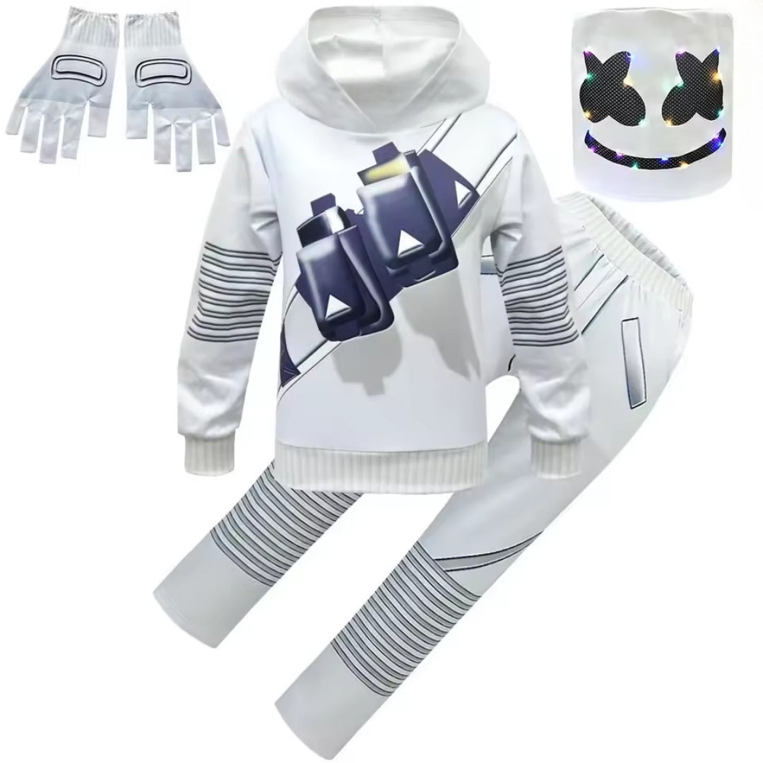 Verlicht LED Kostuum voor Kinderen met Masker Hoodie Broek Handschoenen Polyester Game Carnaval Feest | Sulvida