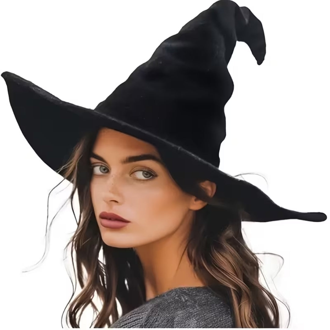 Punthoed Canvas Zwart Verkleedaccessoire voor Themakostuums Fotoprints Feestelijk Halloween Heksenhoed | Sulvida