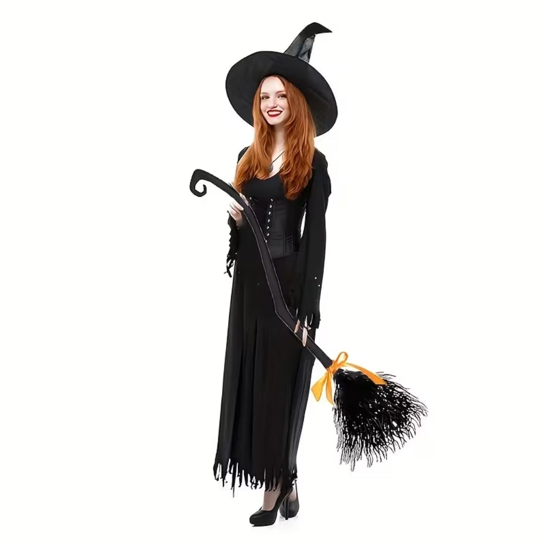 Decoratieve Heksenbezem met Strik 130cm Halloween Kostuum Accessoire Cosplay Feesten Fotoshoot Decoratie | Sulvida