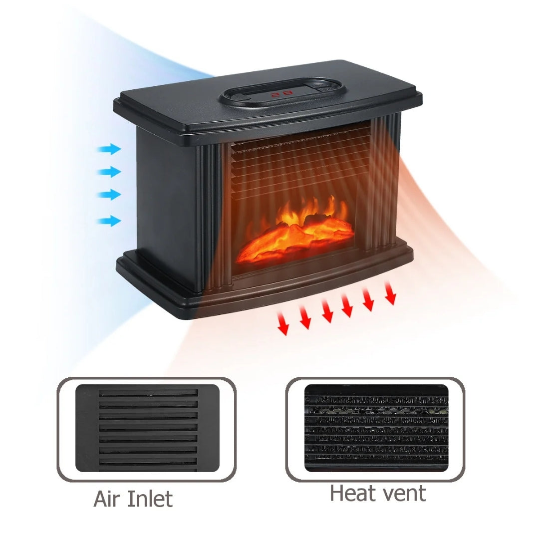 Elektrische Tafelkachel 1000W Zwart Vlameffect Afstandsbediening Timerfunctie Warmteregeling Verwarmer | Sulvida