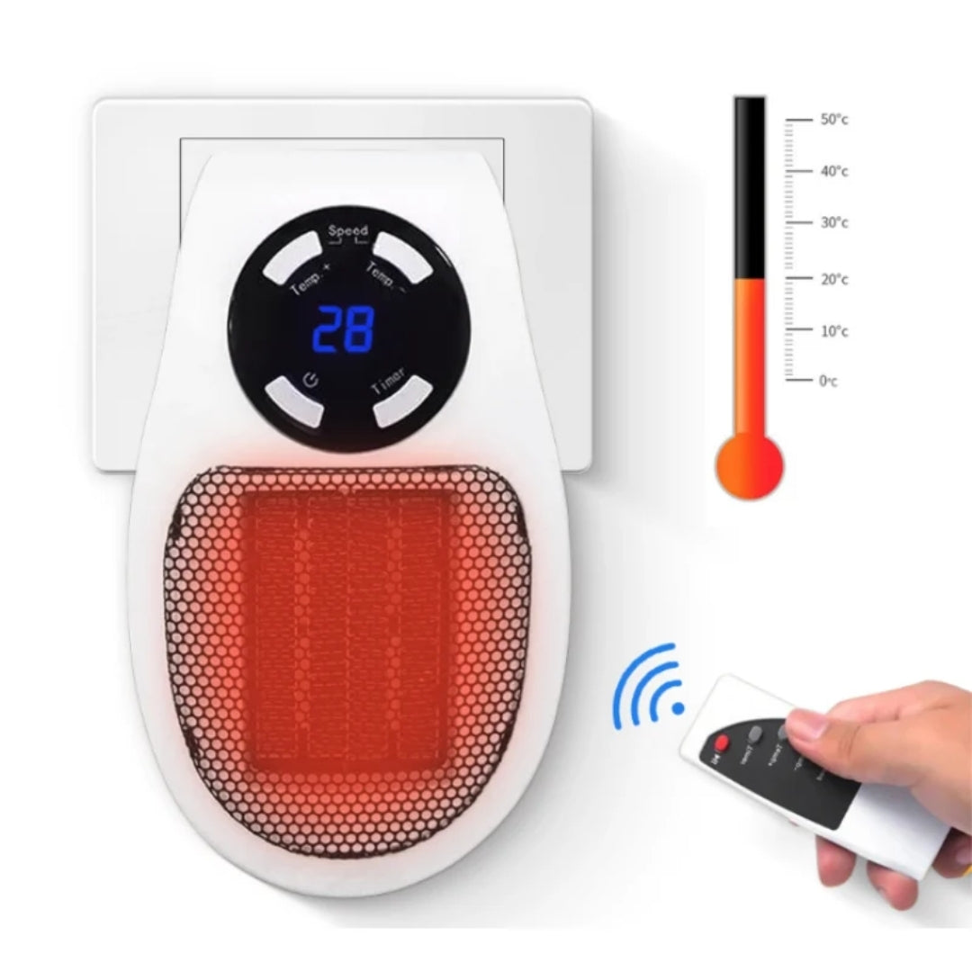 Stopcontactverwarming 500W met Afstandsbediening Timer en Thermostaat Keramisch voor Kleine Ruimtes Energiezuinig | Sulvida