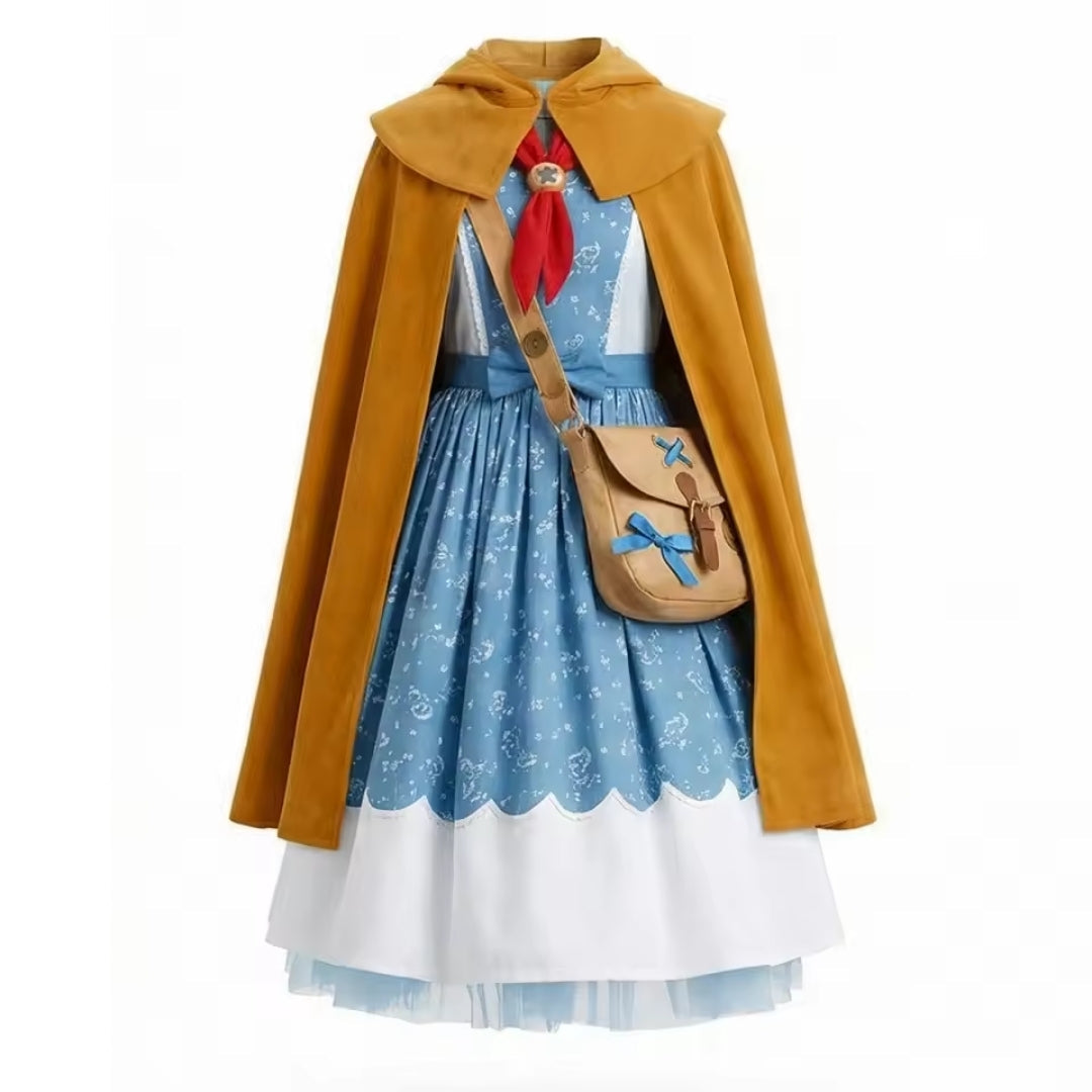 Kinderkostuum Mysterieus Meisje 4-Delig met Cape Capuchon Jurk Sjaal Tasje Halloween Feest Verkleedkleding | Sulvida