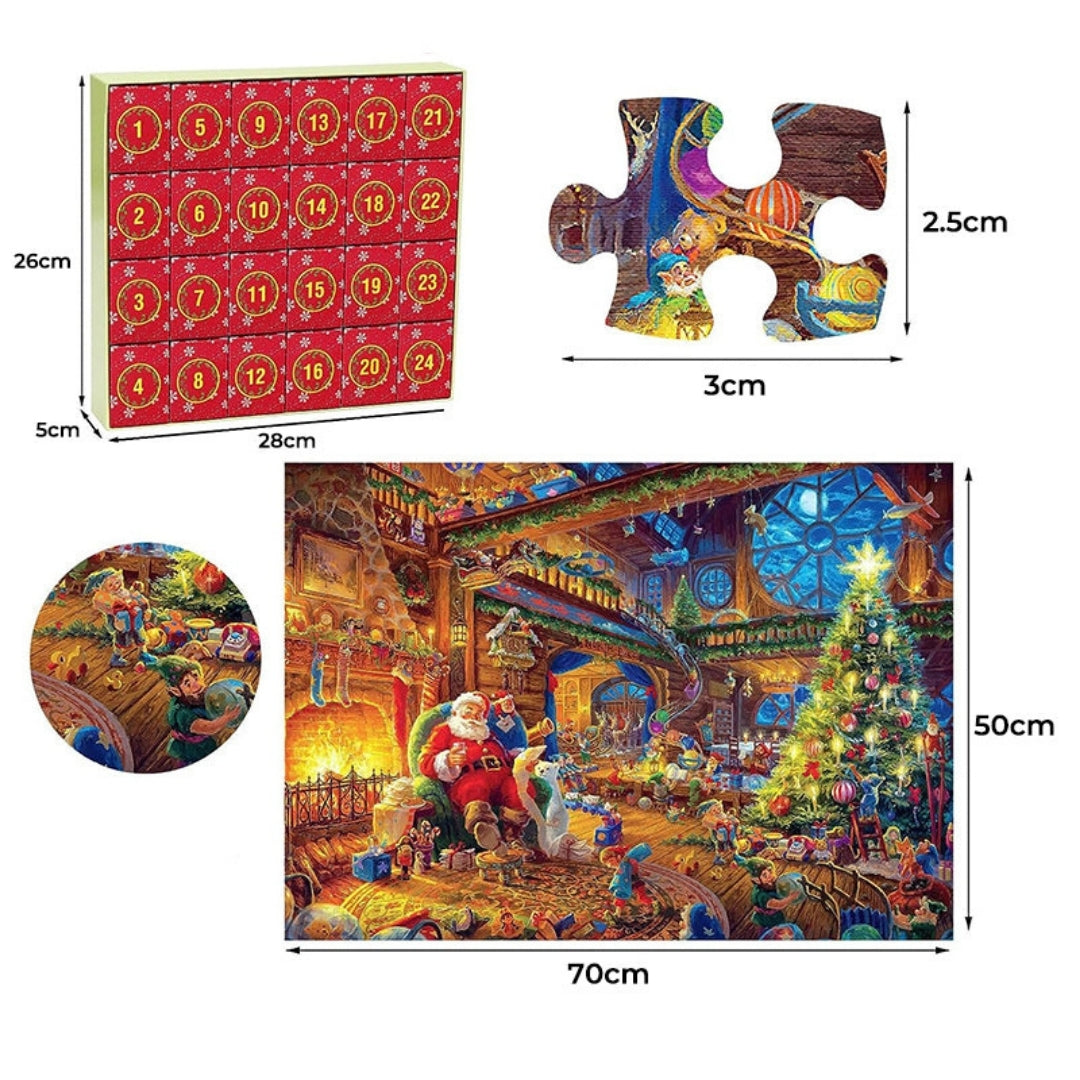 Kerstpuzzel Adventskalender 1008 Stukjes 24 Dagen Puzzeluitdaging Kerstafstemming Familie Puzzel Set | Sulvida