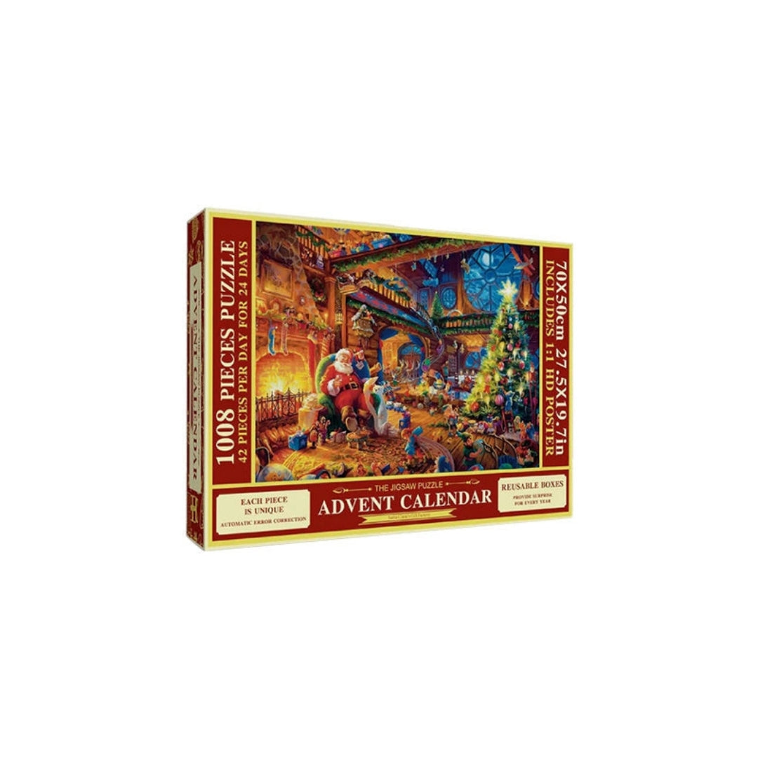 Kerstpuzzel Adventskalender 1008 Stukjes 24 Dagen Puzzeluitdaging Kerstafstemming Familie Puzzel Set | Sulvida