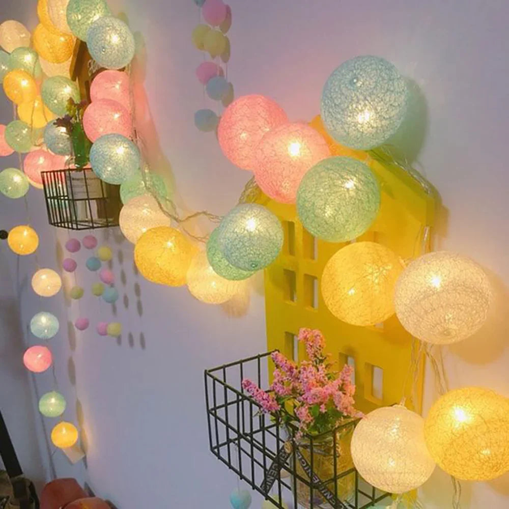 Katoenen Lichtbollenslinger Sfeerverlichting Kinderkamer Feestdecoratie USB Batterij 1,5 tot 10 Meter | Sulvida