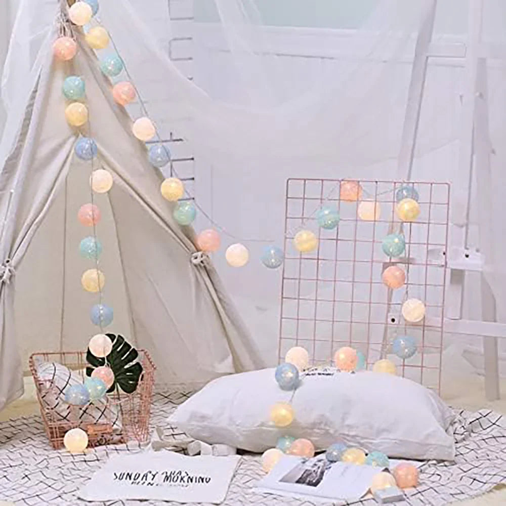 Katoenen Lichtbollenslinger Sfeerverlichting Kinderkamer Feestdecoratie USB Batterij 1,5 tot 10 Meter | Sulvida