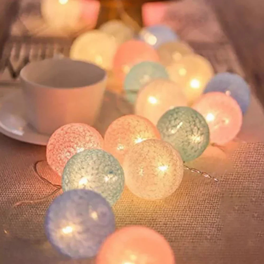 Katoenen Lichtbollenslinger Sfeerverlichting Kinderkamer Feestdecoratie USB Batterij 1,5 tot 10 Meter | Sulvida