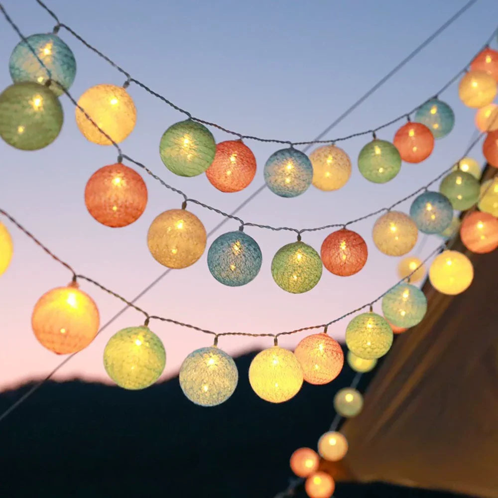 Katoenen Lichtbollenslinger Sfeerverlichting Kinderkamer Feestdecoratie USB Batterij 1,5 tot 10 Meter | Sulvida